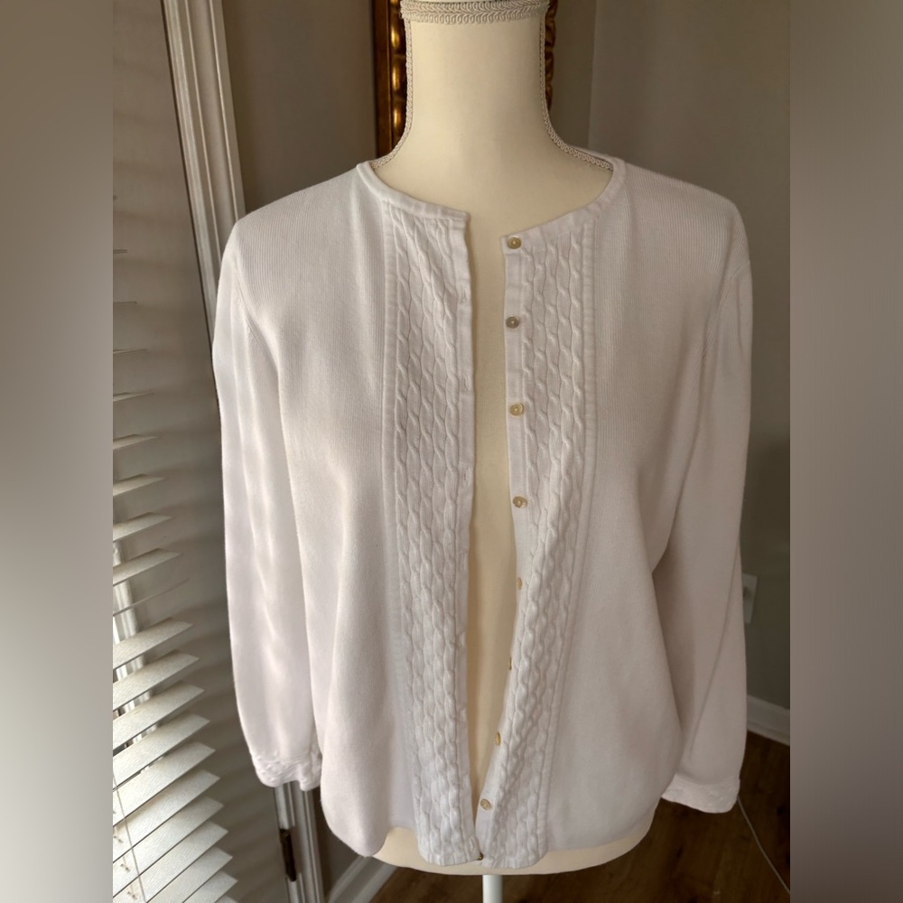 Vintage Alexandra Bartlett white cardigan size XL 100% cotton